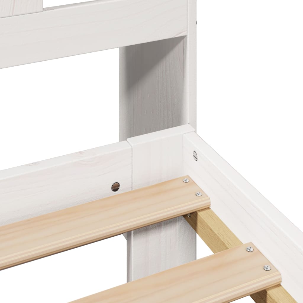 Bed met boekenkast zonder matras grenenhout wit 90x200 cm