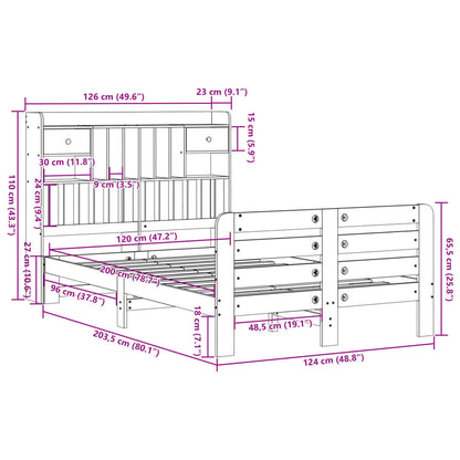 Bed Met Boekenkast Zonder Matras Grenenhout 120 x 200 cm