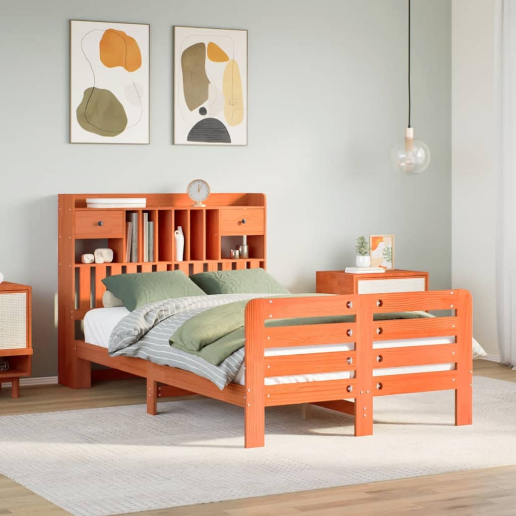 Bed Met Boekenkast Zonder Matras Grenenhout 120 x 200 cm