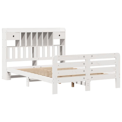 Bed met boekenkast zonder matras grenenhout wit 150x200 cm