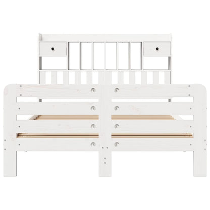 Bed met boekenkast zonder matras grenenhout wit 150x200 cm