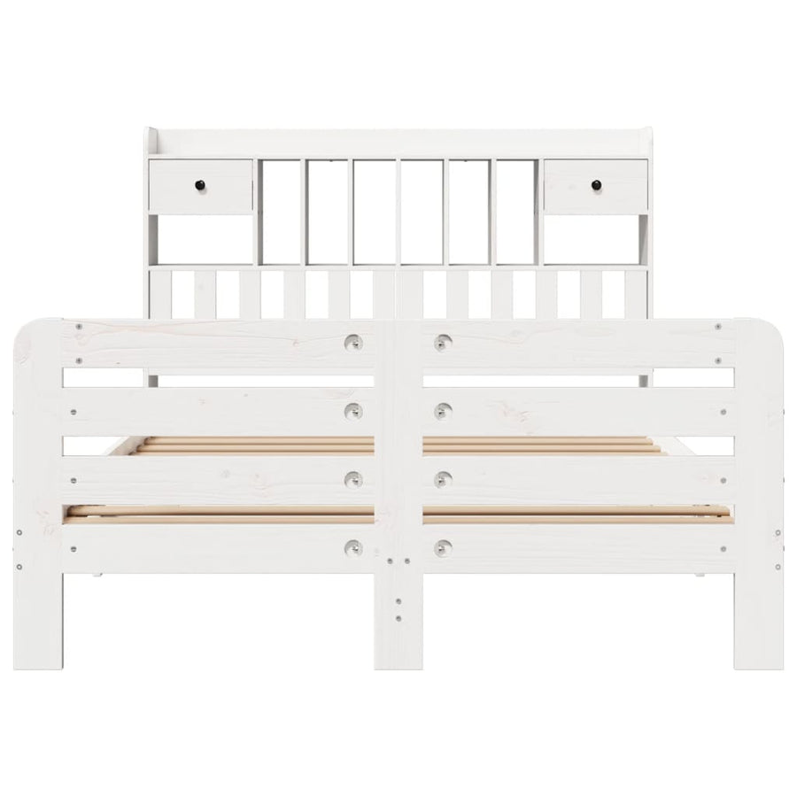 Bed met boekenkast zonder matras grenenhout wit 150x200 cm