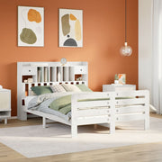 Bed met boekenkast 150x200 cm massief grenenhout wit