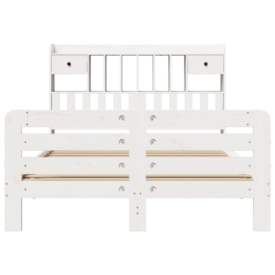 Bed met boekenkast zonder matras grenenhout wit 160x200 cm