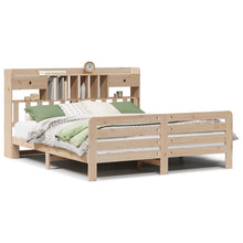 Bed Met Boekenkast Zonder Matras Massief Grenenhout 180 x 200 cm Naturel