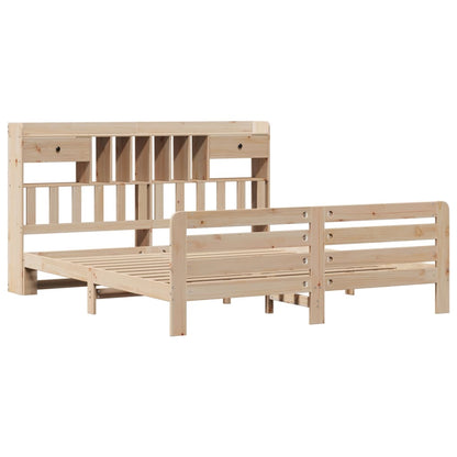 Bed Met Boekenkast Zonder Matras Massief Grenenhout 180 x 200 cm Naturel