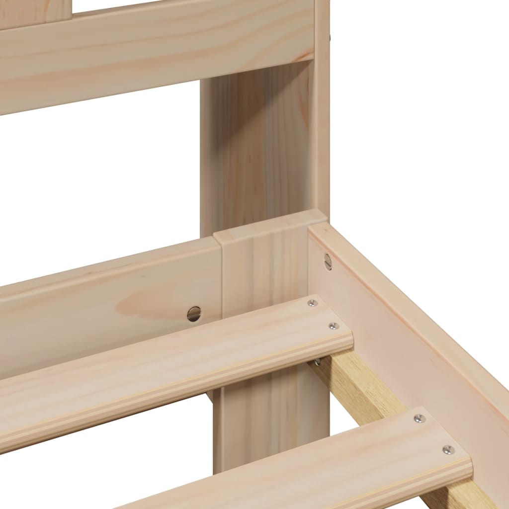 Bed Met Boekenkast Zonder Matras Massief Grenenhout 180 x 200 cm Naturel