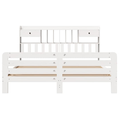 Bed met boekenkast zonder matras grenenhout wit 180x200 cm