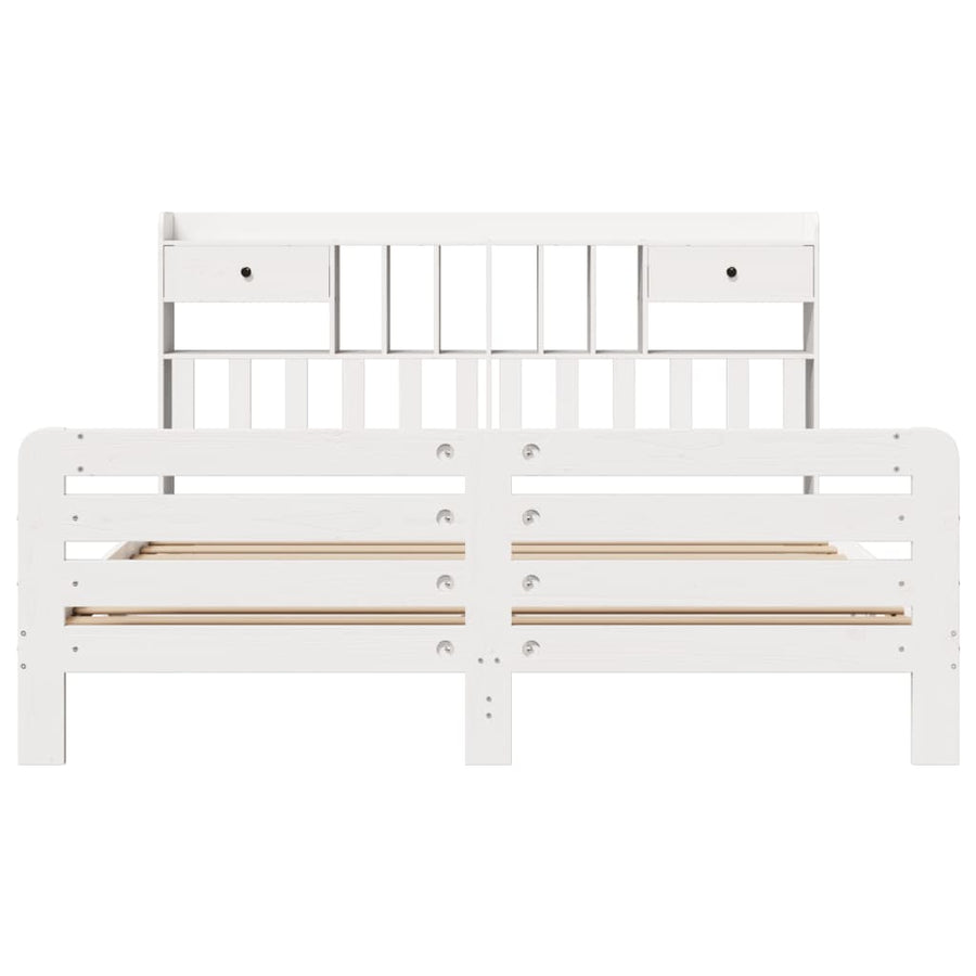 Bed met boekenkast zonder matras grenenhout wit 180x200 cm
