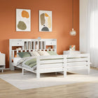 Bed met boekenkast zonder matras grenenhout wit 200x200 cm