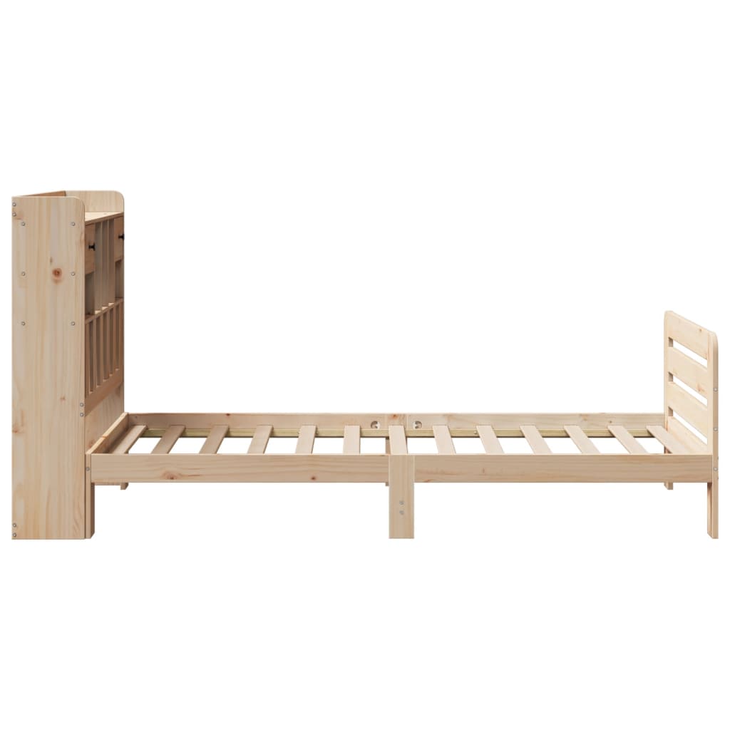 Bed met boekenkast zonder matras massief grenenhout 90x190 cm