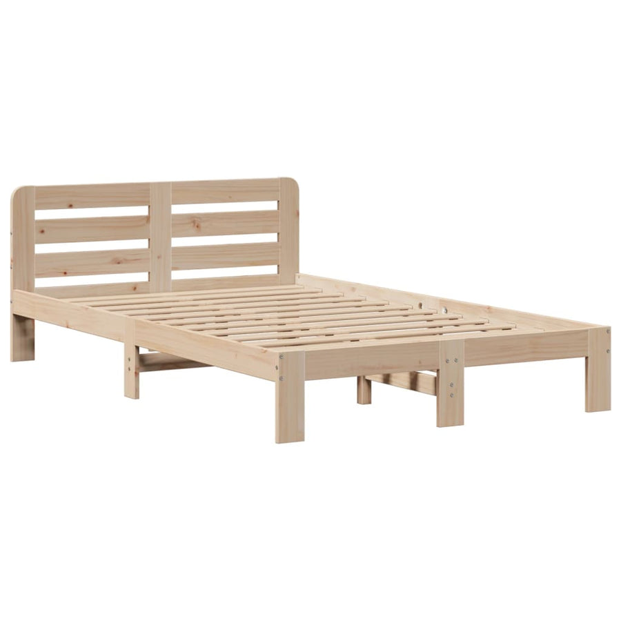 Bed met boekenkast zonder matras massief grenenhout 135x190 cm