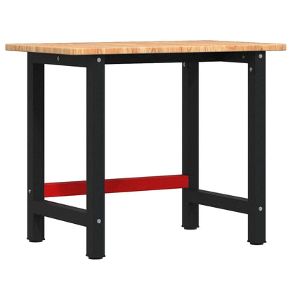 Werkbank rechthoek 100x60x81,5 cm massief eikenhout lichtbruin