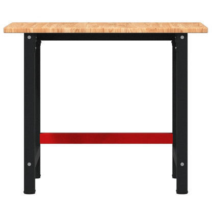 Werkbank rechthoek 100x60x81,5 cm massief eikenhout lichtbruin