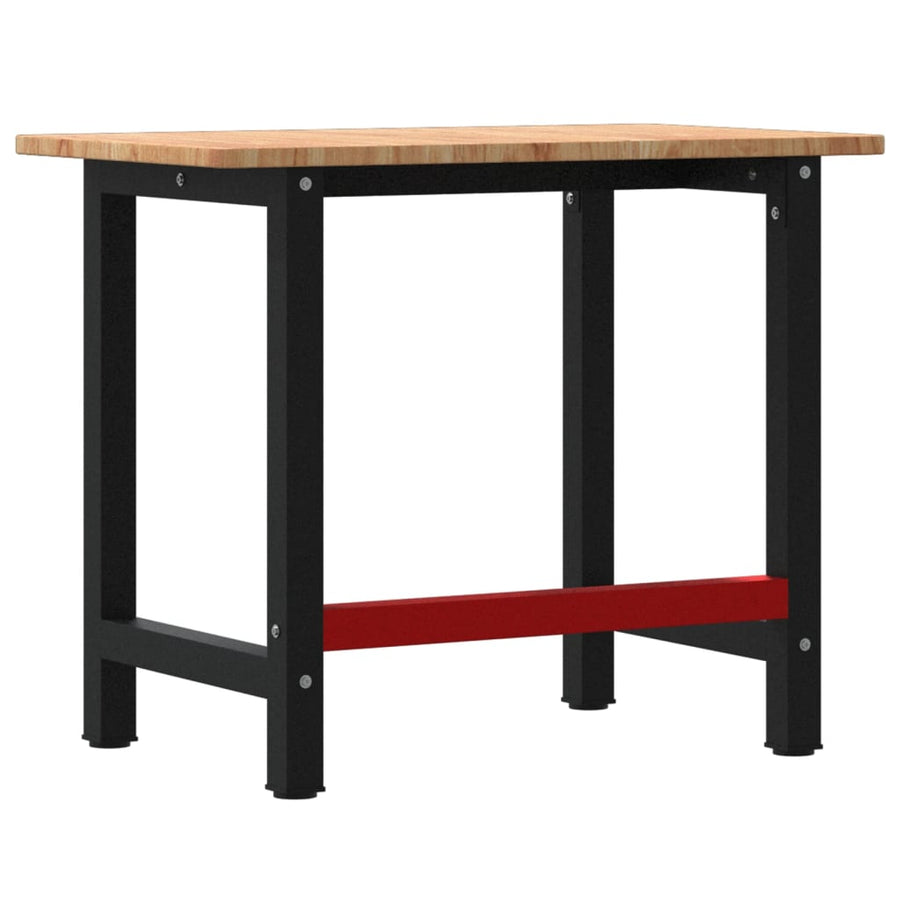 Werkbank rechthoek 100x60x81,5 cm massief eikenhout lichtbruin