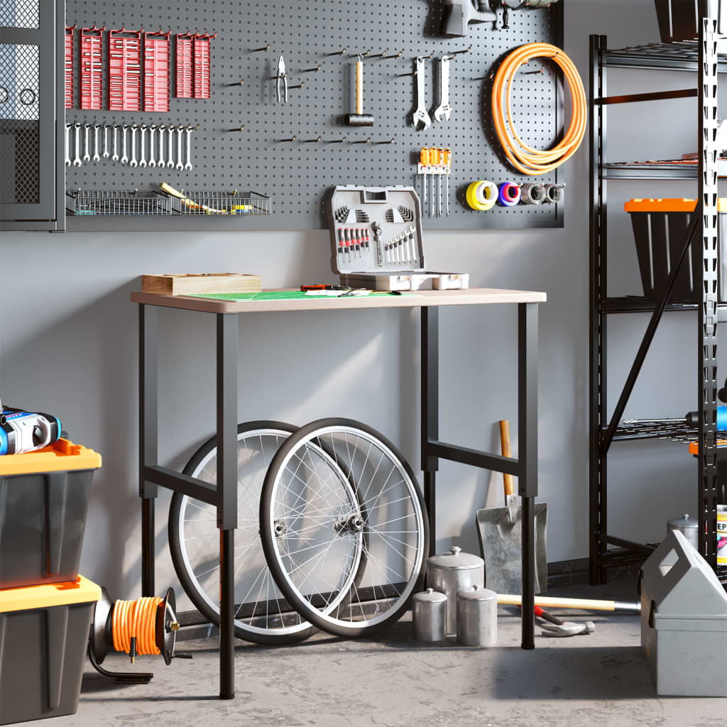 Werkbank rechthoekig 100x60x(71,5-98) cm massief eikenhout