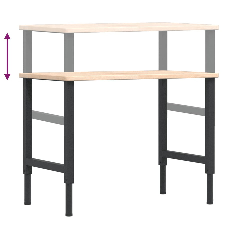 Werkbank rechthoekig 100x60x(71,5-98) cm massief eikenhout