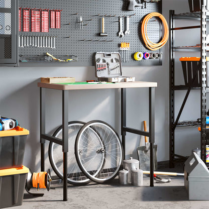 Werkbank rechthoekig 100x60x(73-99,5) cm massief eikenhout