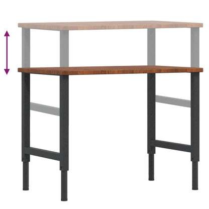 Werkbank rechthoek 100x60x(71,5-98) cm eikenhout donkerbruin