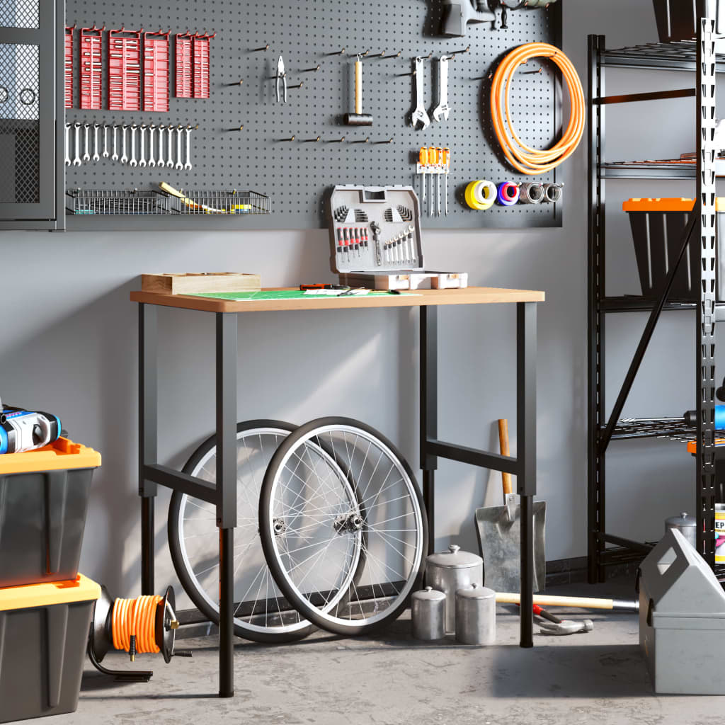 Werkbank rechthoekig 100x60x(71,5-98) cm massief beukenhout