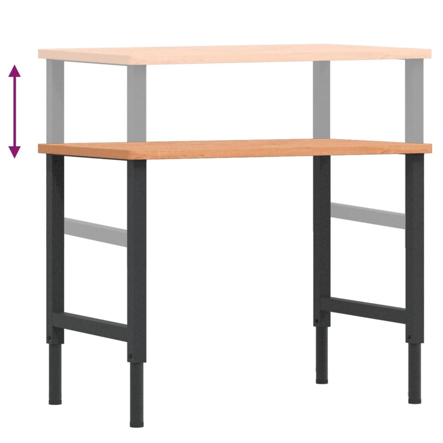 Werkbank rechthoekig 100x60x(71,5-98) cm massief beukenhout