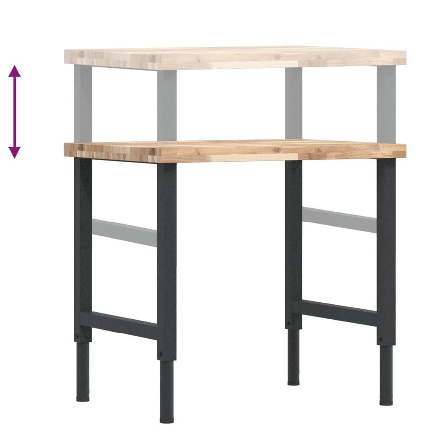Werkbank rechthoekig 80x60x(73-99,5) cm massief acaciahout