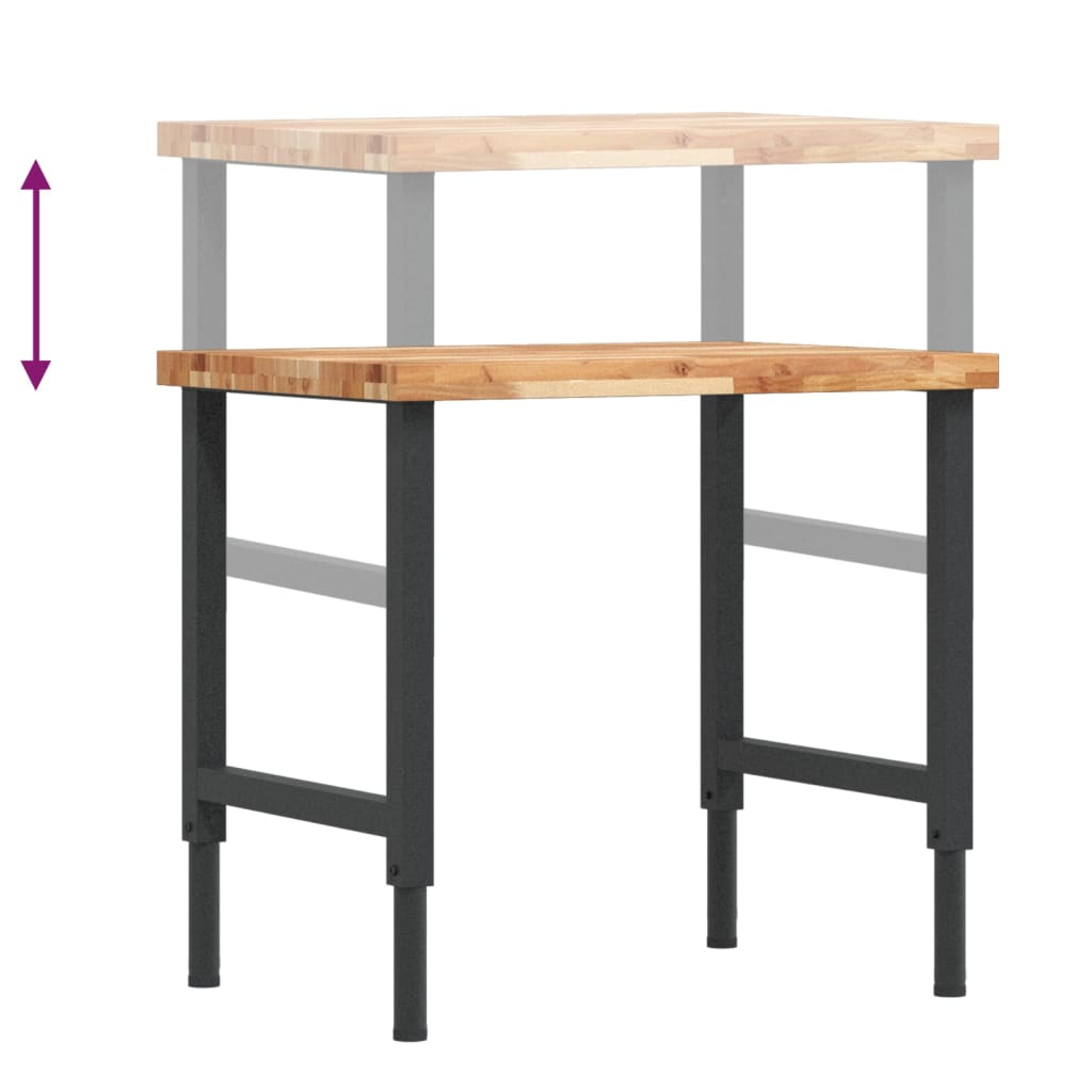 Werkbank rechthoekig 80x60x(73-99,5) cm massief acaciahout