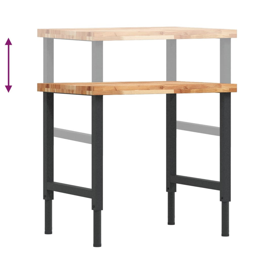 Werkbank rechthoekig 80x60x(73-99,5) cm massief acaciahout