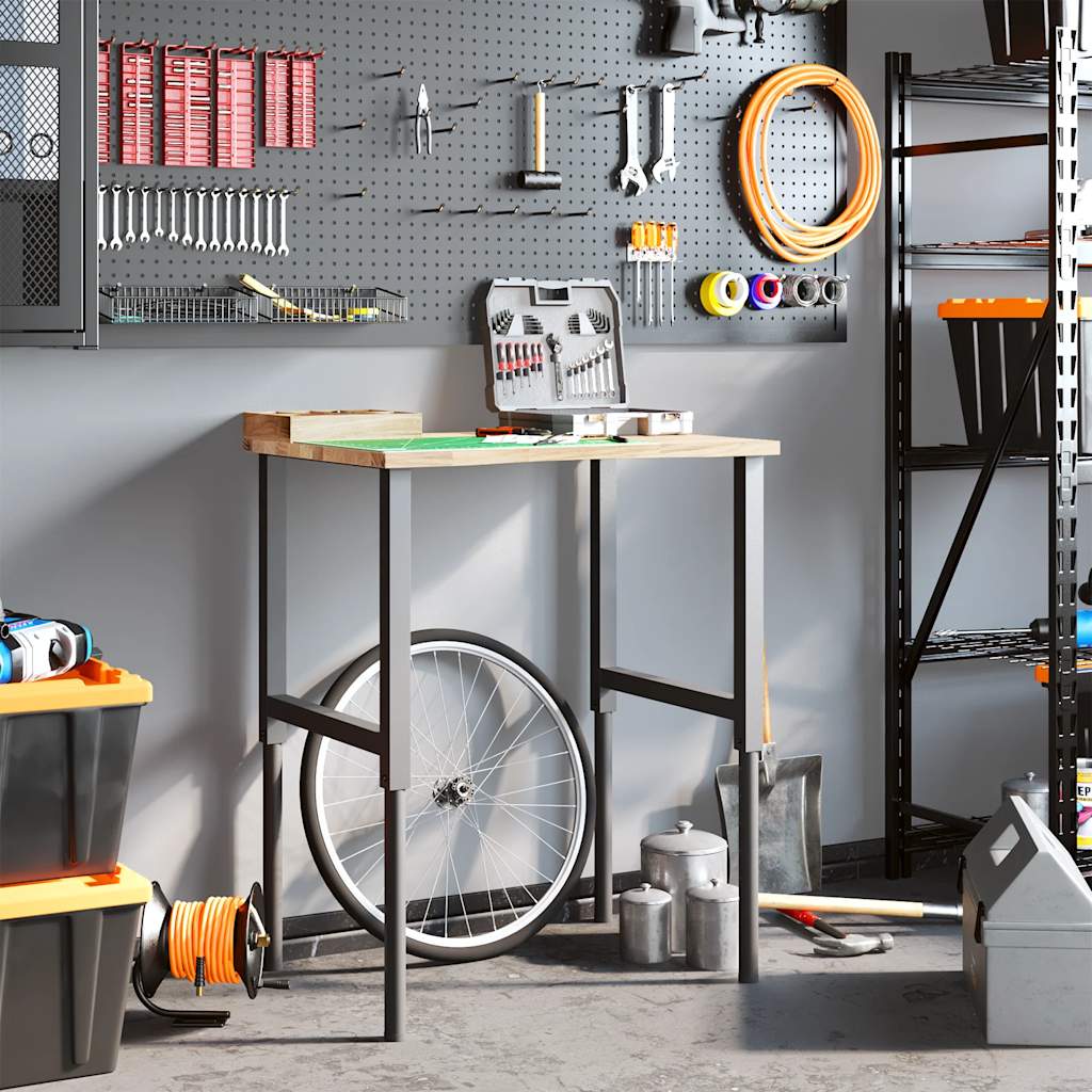 Werkbank 80x60x(71,5-98) cm massief eikenhout