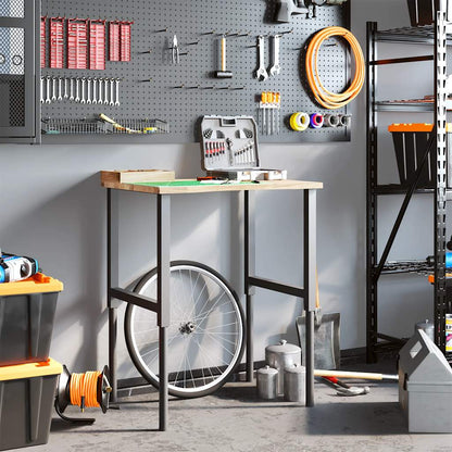 Werkbank 80x60x(71,5-98) cm massief eikenhout