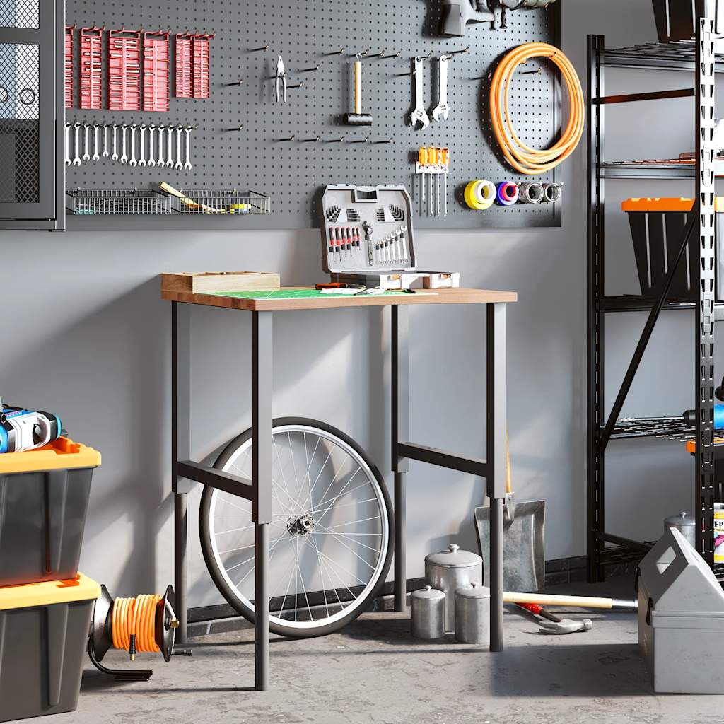 Werkbank 80x60x(71,5-98) cm eikenhout lichtbruin