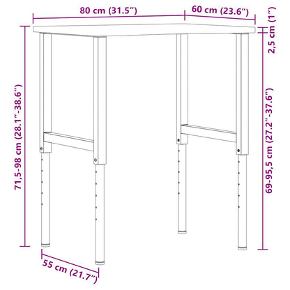 Werkbank 80x60x(71,5-98) cm eikenhout donkerbruin