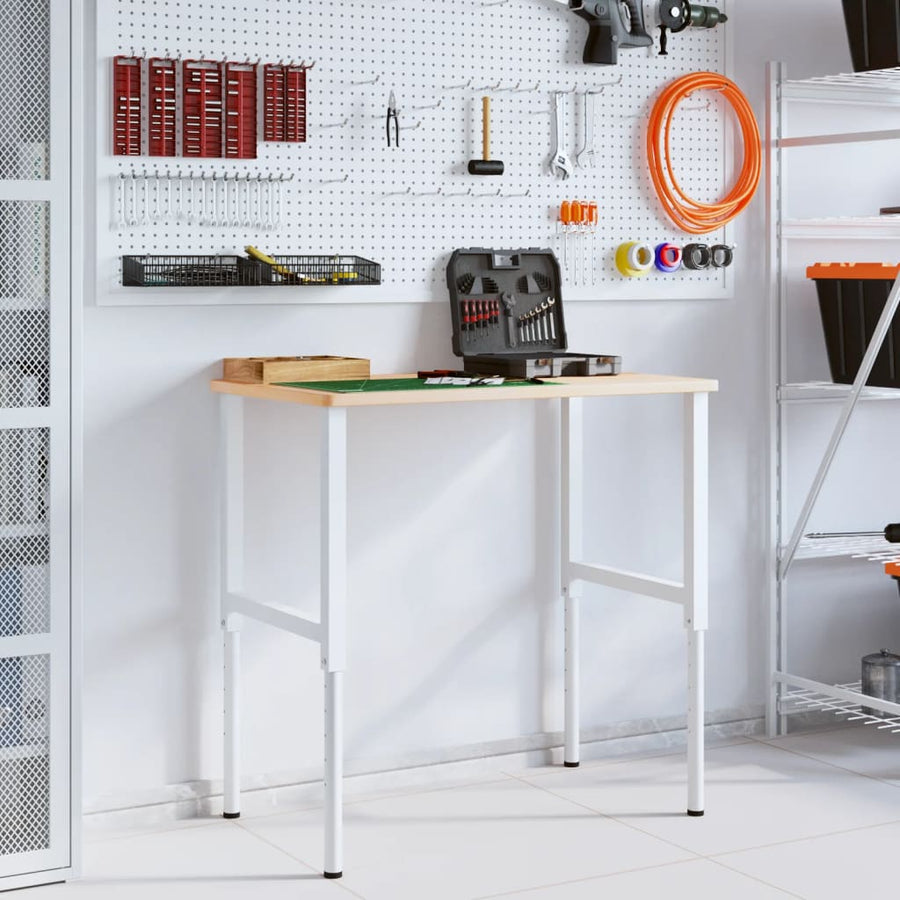 Werkbank rechthoekig 100x60x(71,5-98) cm massief eikenhout