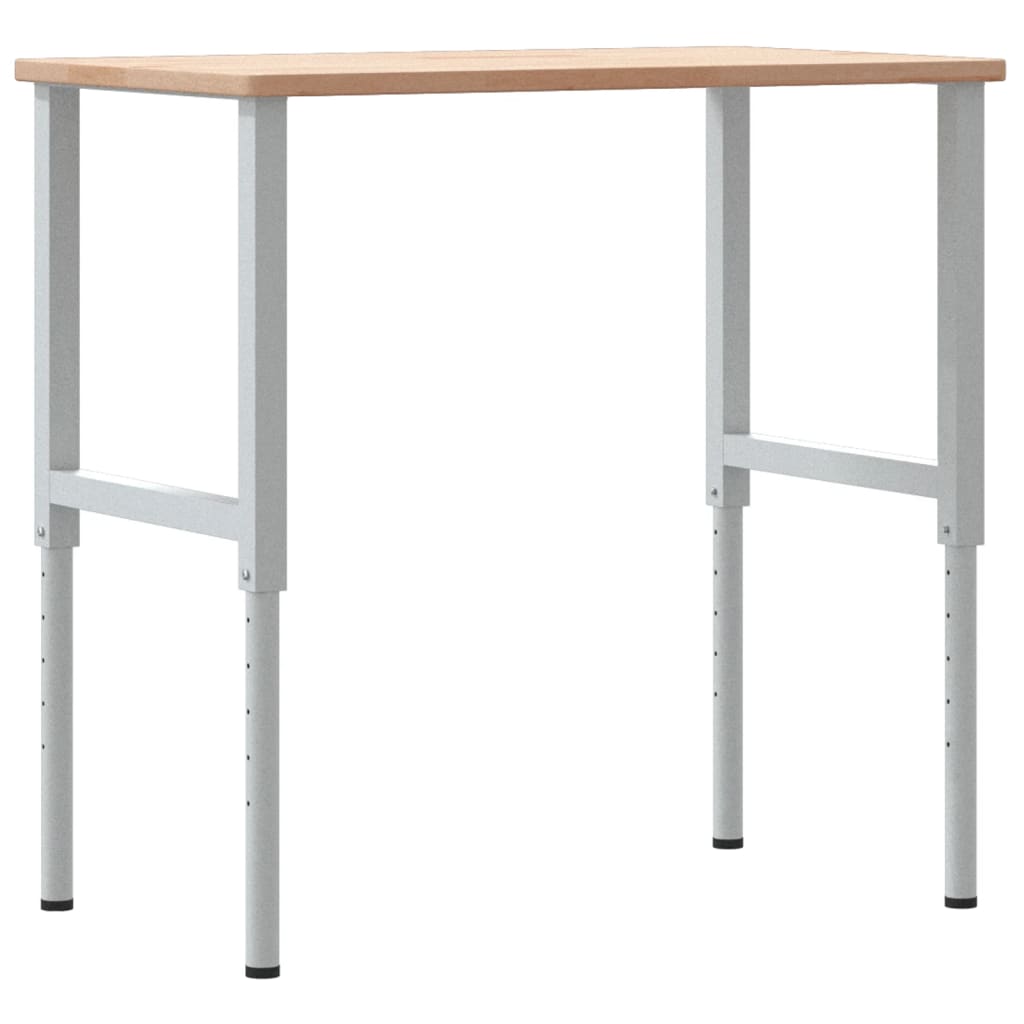 Werkbank rechthoekig 100x60x(71,5-98) cm massief eikenhout