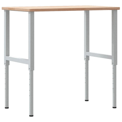 Werkbank rechthoekig 100x60x(71,5-98) cm massief eikenhout