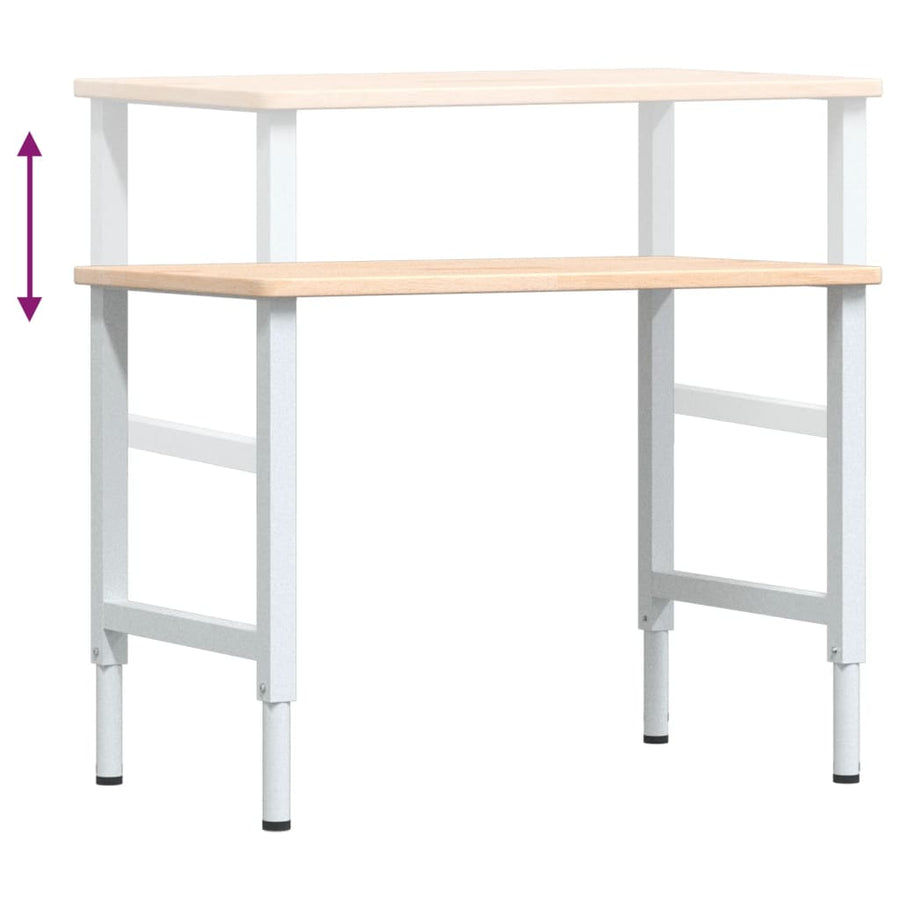 Werkbank rechthoekig 100x60x(71,5-98) cm massief eikenhout