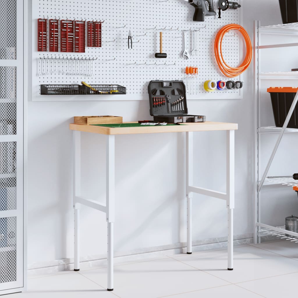 Werkbank rechthoekig 100x60x(73-99,5) cm massief eikenhout