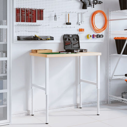 Werkbank rechthoekig 100x60x(73-99,5) cm massief eikenhout