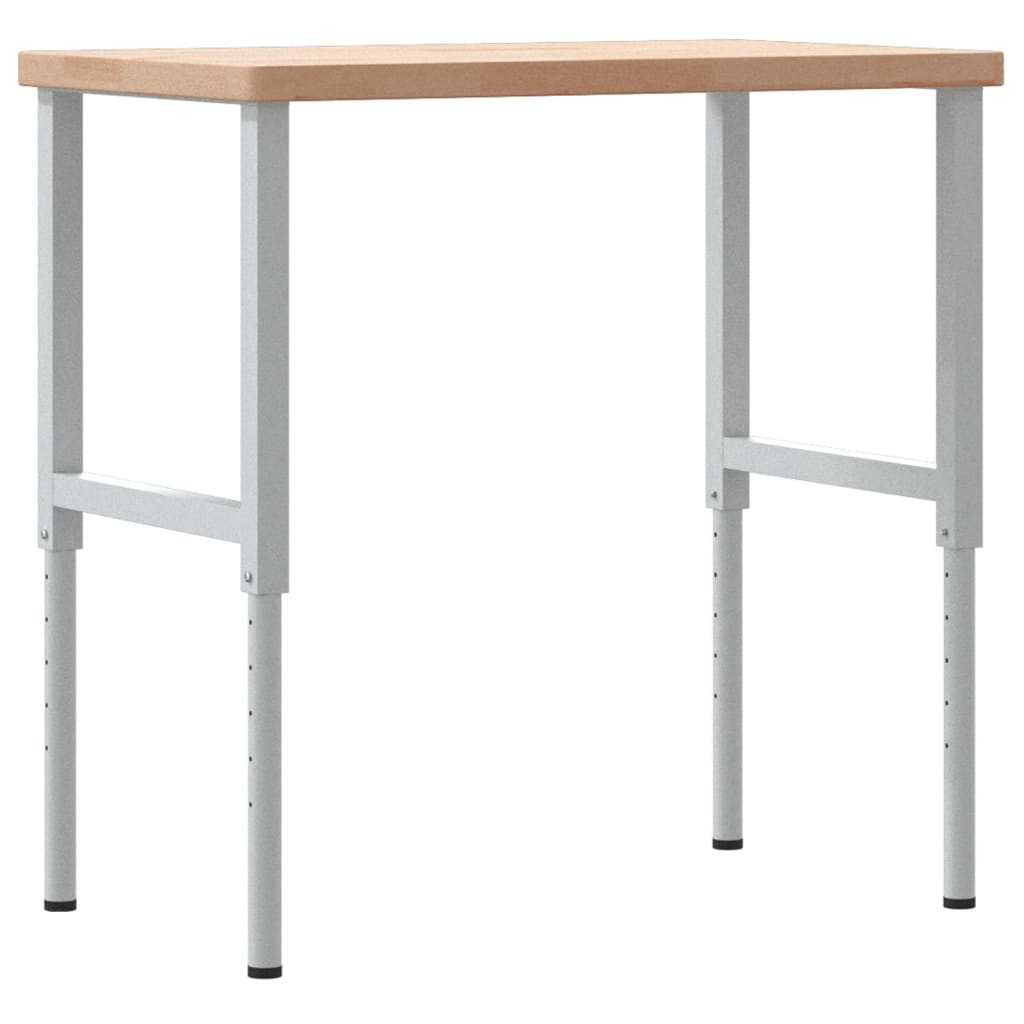 Werkbank rechthoekig 100x60x(73-99,5) cm massief eikenhout