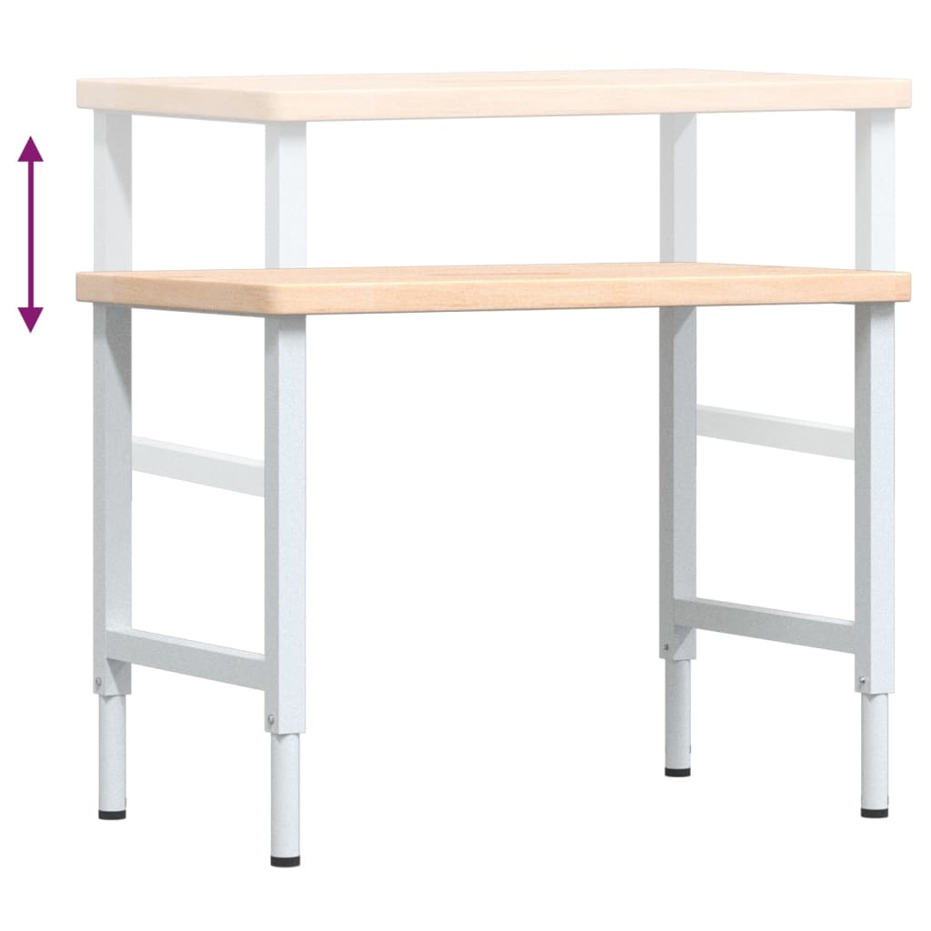 Werkbank rechthoekig 100x60x(73-99,5) cm massief eikenhout