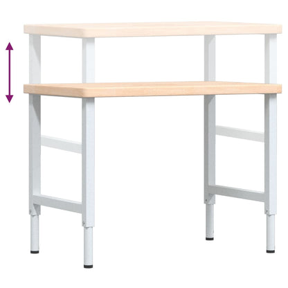 Werkbank rechthoekig 100x60x(73-99,5) cm massief eikenhout