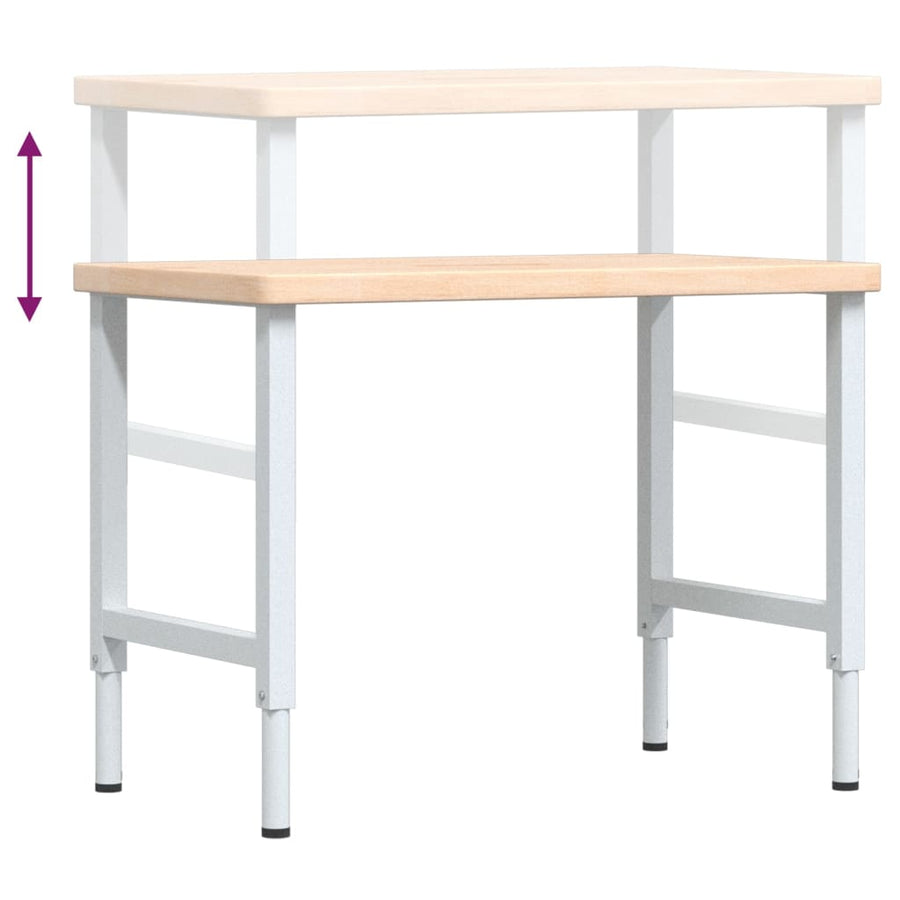 Werkbank rechthoekig 100x60x(73-99,5) cm massief eikenhout