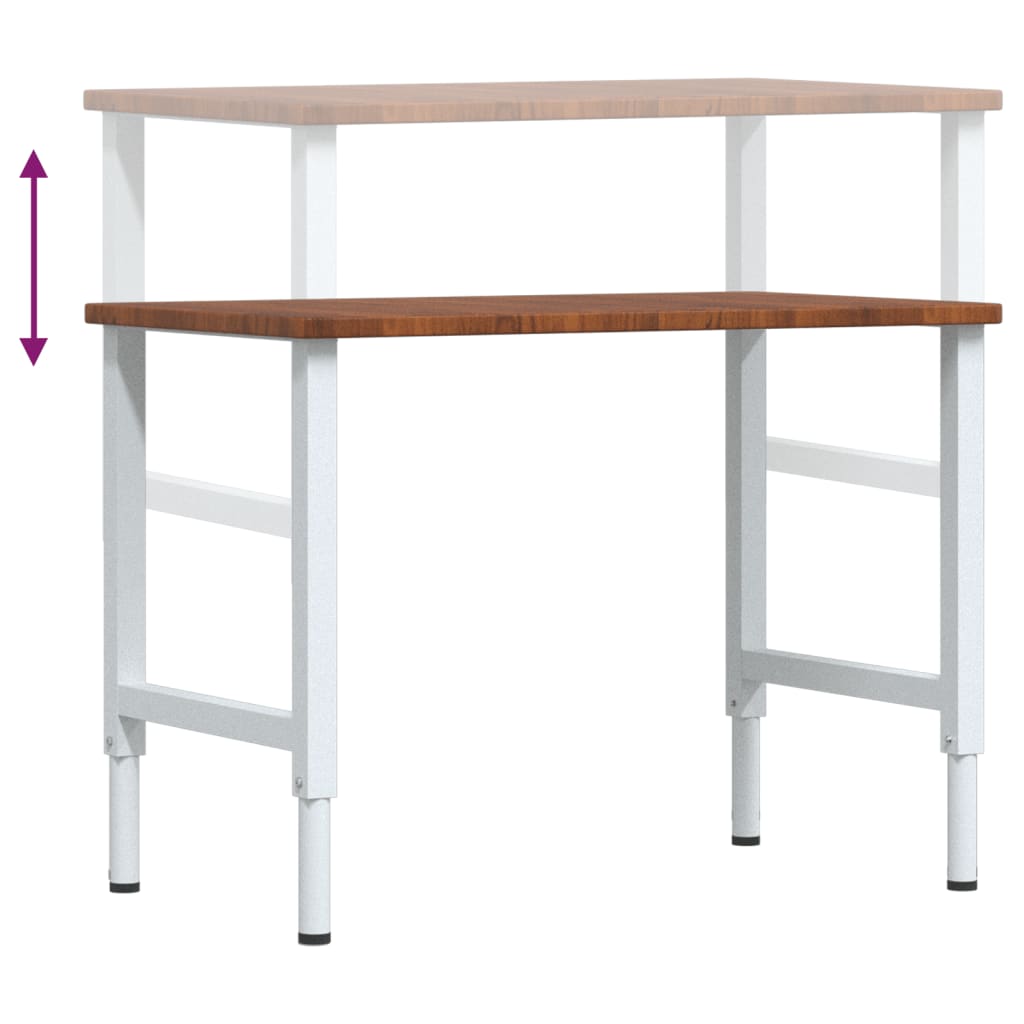 Werkbank rechthoek 100x60x(71,5-98) cm eikenhout donkerbruin