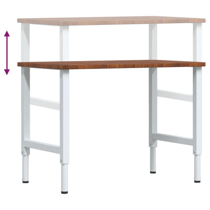 Werkbank rechthoek 100x60x(71,5-98) cm eikenhout donkerbruin