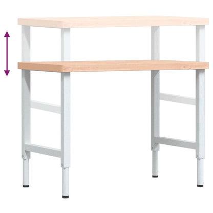 Werkbank rechthoekig 100x60x(73-99,5) cm massief beukenhout