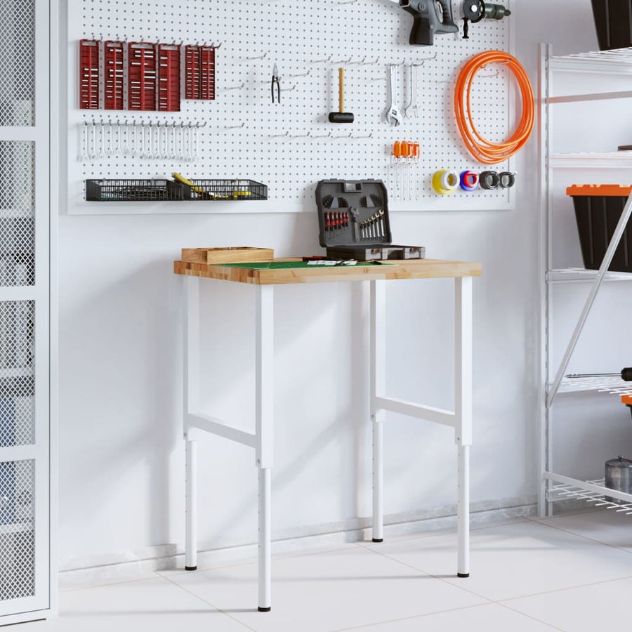 Werkbank rechthoekig 80x60x(73-99,5) cm massief acaciahout