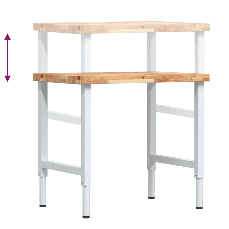 Werkbank rechthoekig 80x60x(73-99,5) cm massief acaciahout