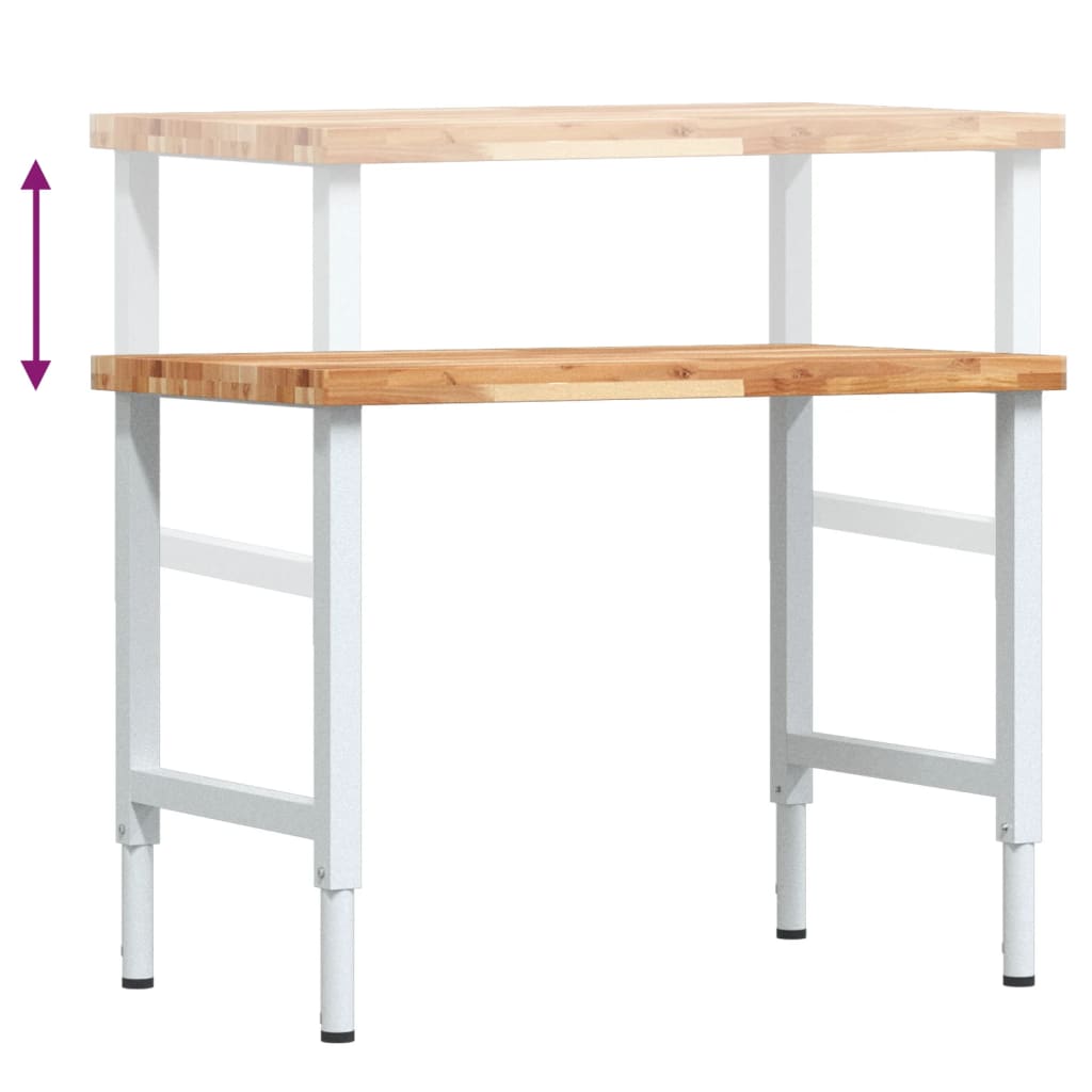 Werkbank rechthoekig 100x60x(73-99,5) cm massief acaciahout