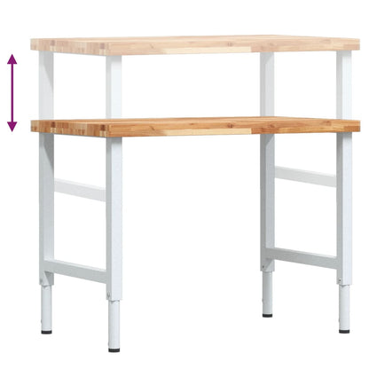 Werkbank rechthoekig 100x60x(73-99,5) cm massief acaciahout