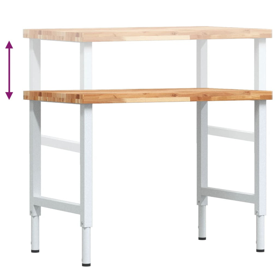 Werkbank rechthoekig 100x60x(73-99,5) cm massief acaciahout